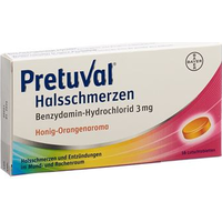 Pretuval Halsschmerzen, Lutschtabletten mit Honig-Orangenaroma